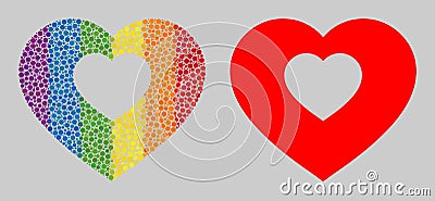 Spectrum Valentine heart Mosaic Icon of Round Dots Vector Illustration