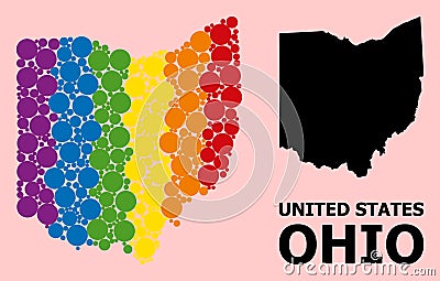 Rainbow Pattern Map of Ohio State for LGBT Vector Illustration