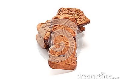 Speculoos or Spekulatius, traditional almond biscuits in a stack Stock Photo