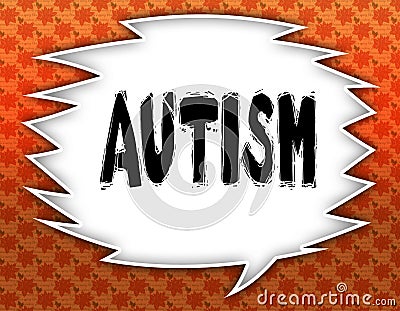 Speech balloon with AUTISM text. Flowery wallpaper background. Stock Photo