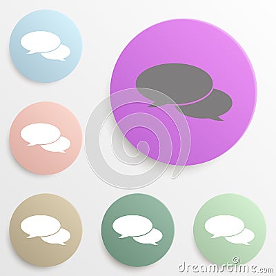 Speech baloon badge color set. Simple glyph, flat vector of web icons for ui and ux, website or mobile application Stock Photo