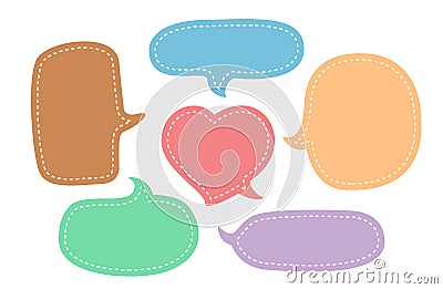 Speech bubble chat pastel color and cute heart shape, balloon speech for dialog box, speech bubble frame for text title discussion Vector Illustration