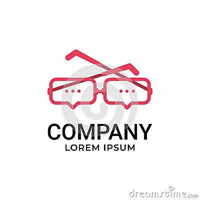 Speech Bubble with Eyeglasses Logo Design Vector Inspiration Vector Illustration