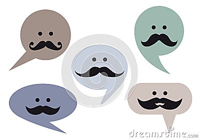 Speech bubble faces with moustache, vector Vector Illustration