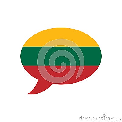 speech bubble with flag of Lithuania, lithuanian language concept, vector design element Vector Illustration
