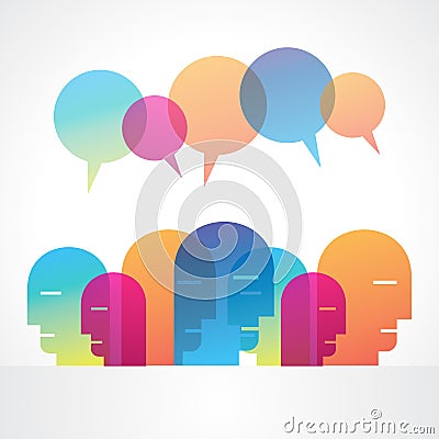 Speech bubble and group of people Vector Illustration