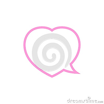 Speech bubble heart shape pink isolated on white, dialog heart for graphic chat talk sign, speech bubble for copy space, Vector Illustration