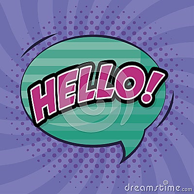 Speech bubble with hello word comic pop art Vector Illustration