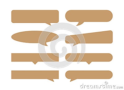 Speech bubble horizontal brown pastel soft isolated on white, many horizontal frame speech bubble shape, dialog box balloon for Vector Illustration