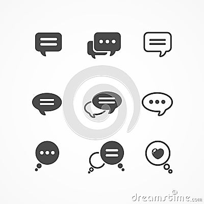 Speech bubble icon set on white background Vector Illustration