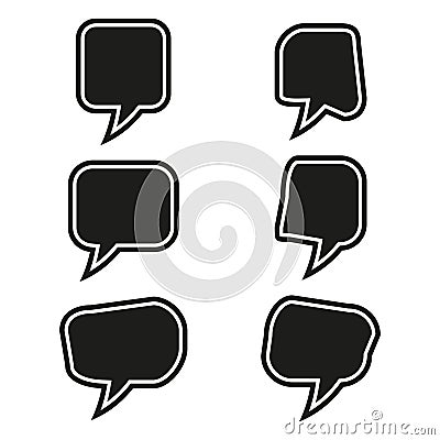Speech bubble icons. Abstract chat symbols. Distorted message shapes. Black outline vector. Vector Illustration