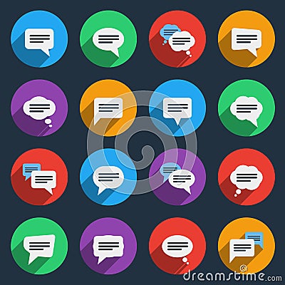 Speech bubble icons in flat style Vector Illustration