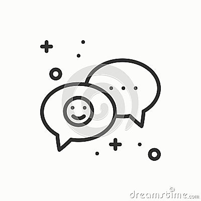 Speech bubble line icon. Conversation chat dialog message question. Thin linear party basic element. Vector simple Vector Illustration