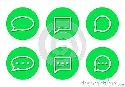 Speech bubble line icon vector in green circle. Chat, message, comment sign symbol Vector Illustration