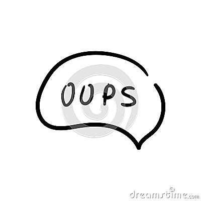Speech bubble with oops text icon design. Black oops text icon in trendy outline style design. Vector illustration. Vector Illustration