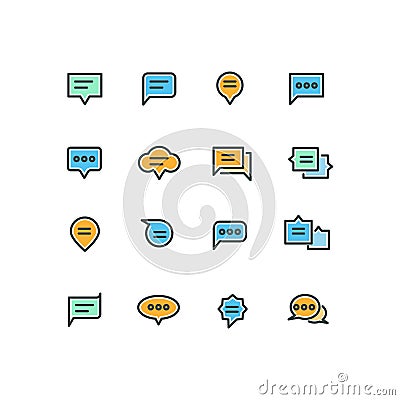 Speech bubble outline color icons for web and mobile application Vector Illustration