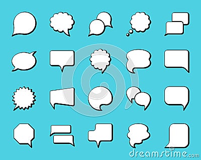 Speech Bubble simple black line icons vector set Vector Illustration