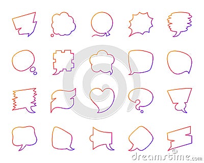 Speech Bubble simple color line icons vector set Vector Illustration