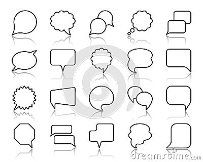 Speech Bubble simple black line icons vector set Vector Illustration