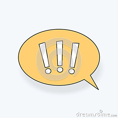 Speech bubble with three exclamation marks. Important, attention, info, message vector shape icon Vector Illustration