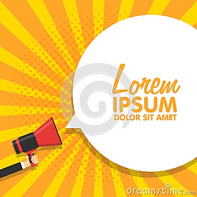 Speech bubbles announced by megaphone illustration Vector Illustration