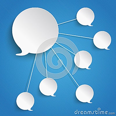 Speech Bubbles 5 Answers Blue Background Vector Illustration