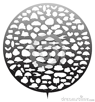 Speech bubbles art collection empty design element dialog cloud flat Vector Illustration