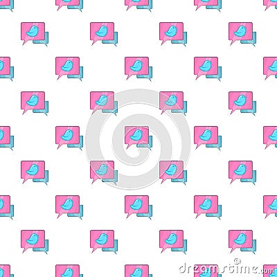 Speech bubbles with bird pattern, cartoon style Vector Illustration