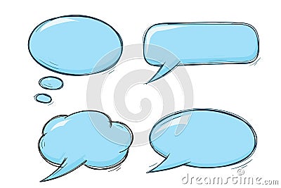 Speech bubbles. Blue doodles set Vector Illustration