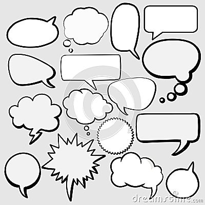 Speech bubbles Comic set Vector Illustration