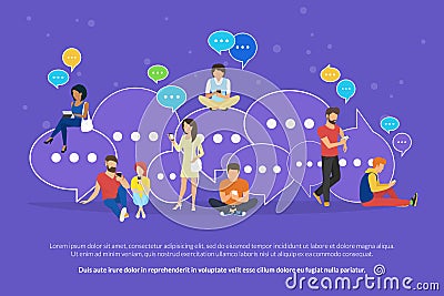 Speech bubbles for comment and reply concept flat vector illustration Vector Illustration