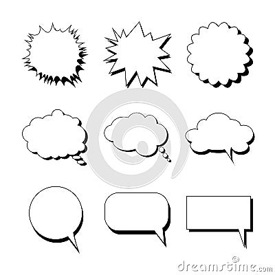 Speech bubbles of different shapes Vector Illustration