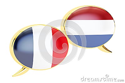 Speech bubbles, Dutch-French translation concept. 3D rendering Stock Photo