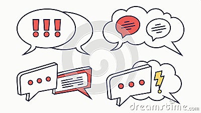Speech bubbles exclamation, communication and expression design vector design Generative AI Vector Illustration