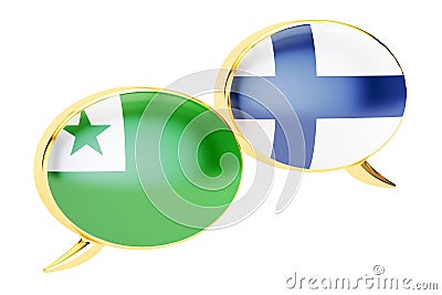 Speech bubbles, Finnish-Esperanto conversation concept. 3D rendering Stock Photo