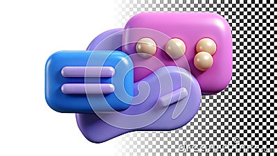 Speech bubbles icon with chat symbols, communication messaging png transparent image Generative AI Stock Photo