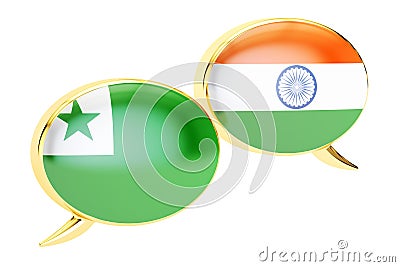 Speech bubbles, Indian-Esperanto conversation concept. 3D render Stock Photo