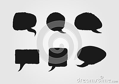 Speech bubbles painted with a rough brush. Sketch, grunge, graffiti. Vector Illustration