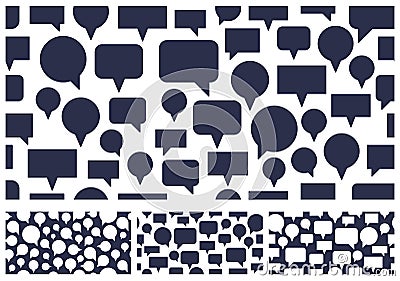 Speech bubbles seamless vector background set, endless pattern with dialog signs, talk and discussion theme, social media Vector Illustration