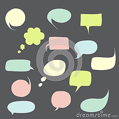 Speech bubbles set with short messages. Vector Illustration