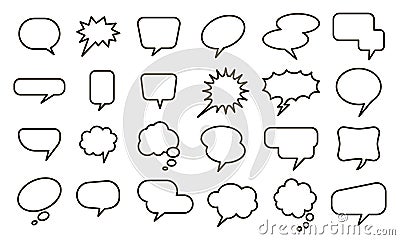 Speech empty balloon. Bubble sticker, conversation sketch balloons and comic text elements vector isolated set Vector Illustration