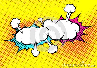 Speech explosion bubble collision pop-art style Vector Illustration