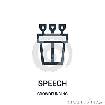 speech icon vector from crowdfunding collection. Thin line speech outline icon vector illustration Vector Illustration