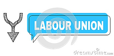 Misplaced Labour Union Message Frame and Net Combine Arrow Down Icon Vector Illustration