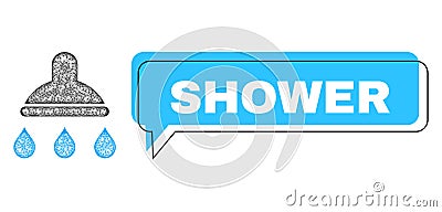 Shifted Shower Speech Frame and Hatched Shower Icon Vector Illustration