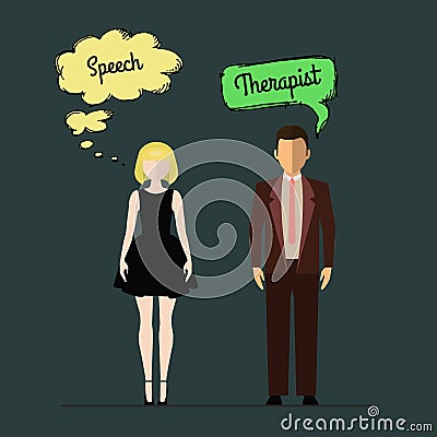 Speech therapist. Woman teacher Cartoon Illustration