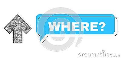 Shifted Where question. Speech Balloon and Net Arrow Up Icon Stock Photo