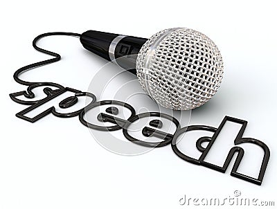 Speech Word Microphone Cord Public Speaking Presentation Stock Photo
