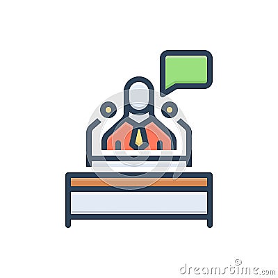 Color illustration icon for Speeches, rostrum and orator Cartoon Illustration