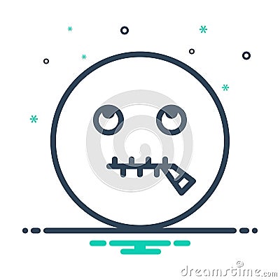 Black mix icon for Speechless, tongue and tied Vector Illustration